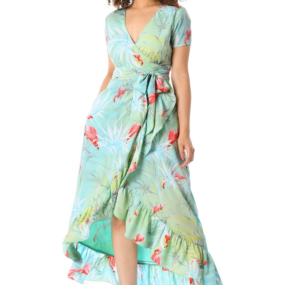 Eshakti Flamingo Wrap Dress, 2x